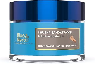 Blue Nectar Daily Moisturizer for Face | Authentic Sandalwood, Turmeric, Manjistha & Ashwagandha Radiance Cream for Face | Plant Based Cream for Visibly Glowing Skin (Women, 13 Herbs, 1.7 oz)