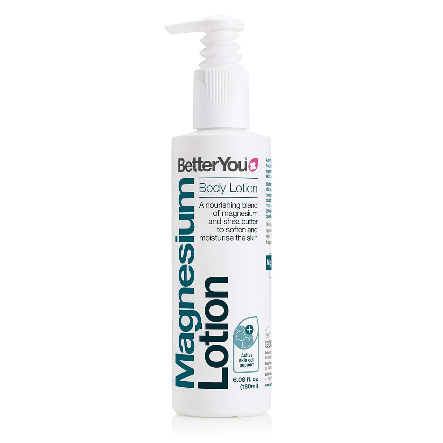 BetterYou Magnesium Body Lotion - Body Cream with Magnesium And Shea Butter - Softens Skin, Relaxes Muscles - Nourishing And Lightweight - 6.08 oz
