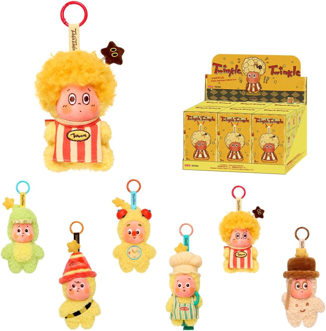 POP MART Twinkle Twinkle Be a Little Star Series - Plush Pendant Whole Set 2.5 inches Articulated Character Premium Design gifts for women Fan-Favorite Collectible Toy Art Toy Action Figure