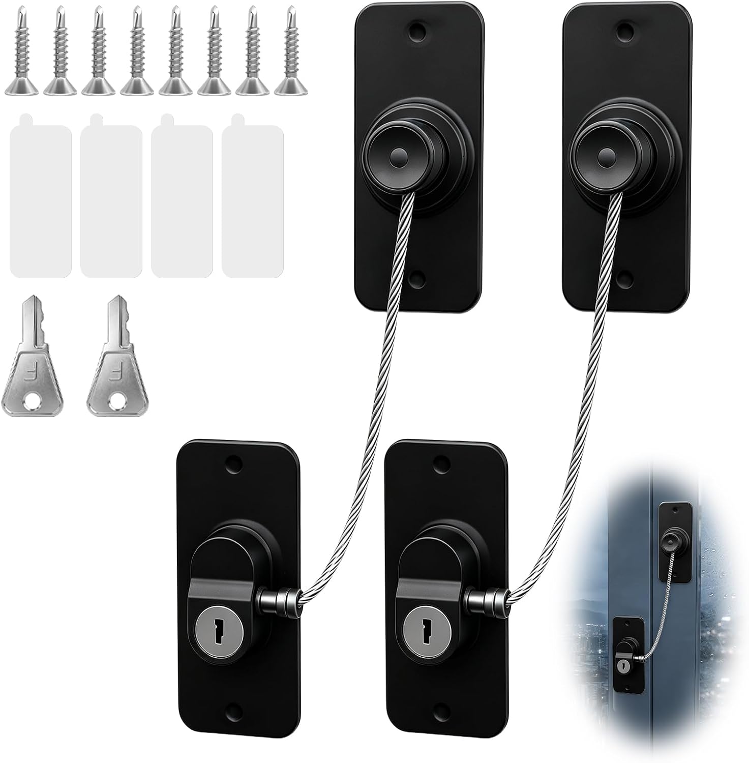 Flintronic 2 Pack Refrigerator Locks with Keys, Fridge Door Locks, Self Adhesive Child & Baby Proofing Fridge Latch, Window Locks Child Safety for Fridge, Cabinets, Windows, Drawers, Closets, Oven