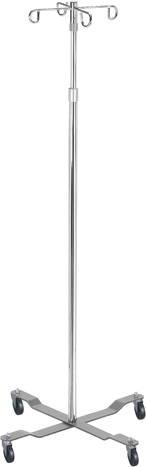 Drive Medical 13029 Economy Removable Top I. V. Pole, 2 Hook Top, Chrome