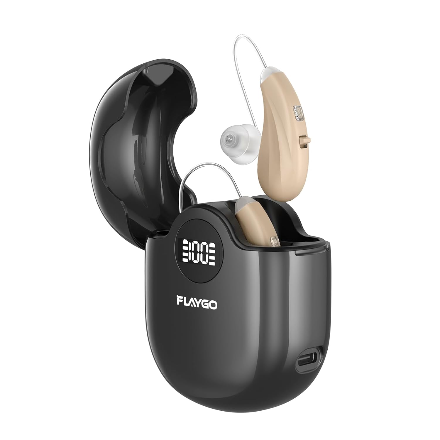 Hearing Aids for Seniors, OTC Hearing Aids for People with Hearing Loss, Sound Quality Restoration, Intelligent Noise Reduction, Standby 80h, One-Button Operation, Comfortable Wearing,Beige