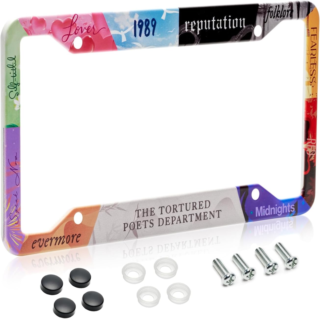 License Plate Frame for Car, Taylors Version Style Car Plate Frame with Screws for Standard Us Canada License Plate Holder, Stainless Steel Car Accessories 12x6 Inch