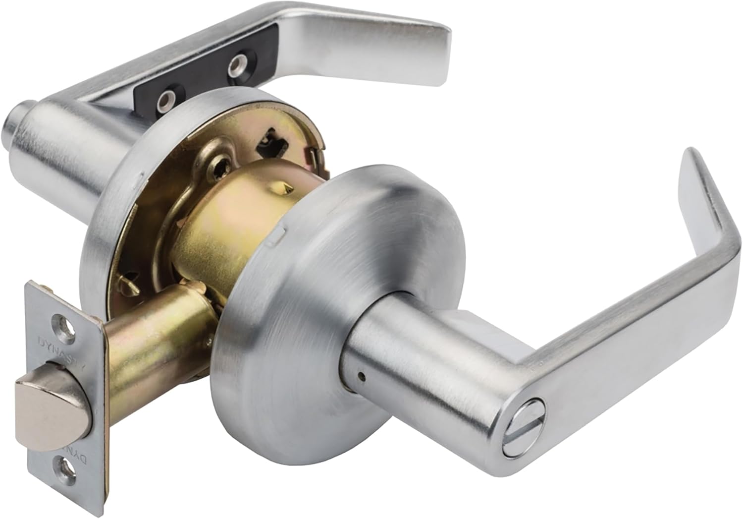 Dynasty Hardware Privacy Door Lock Lever Lockset, ADA Compliant, Light Duty Handle for Bathroom or Office Use, Satin Chrome Finish, Model AUS-20-26D