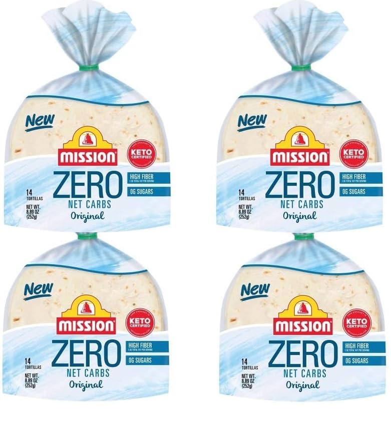 Mission Original Tortillas - 0g Net Carbs - Keto Certified - 4.5" Street Taco - 14 Count, 8.89 oz. - Low Carb - 4 Pack