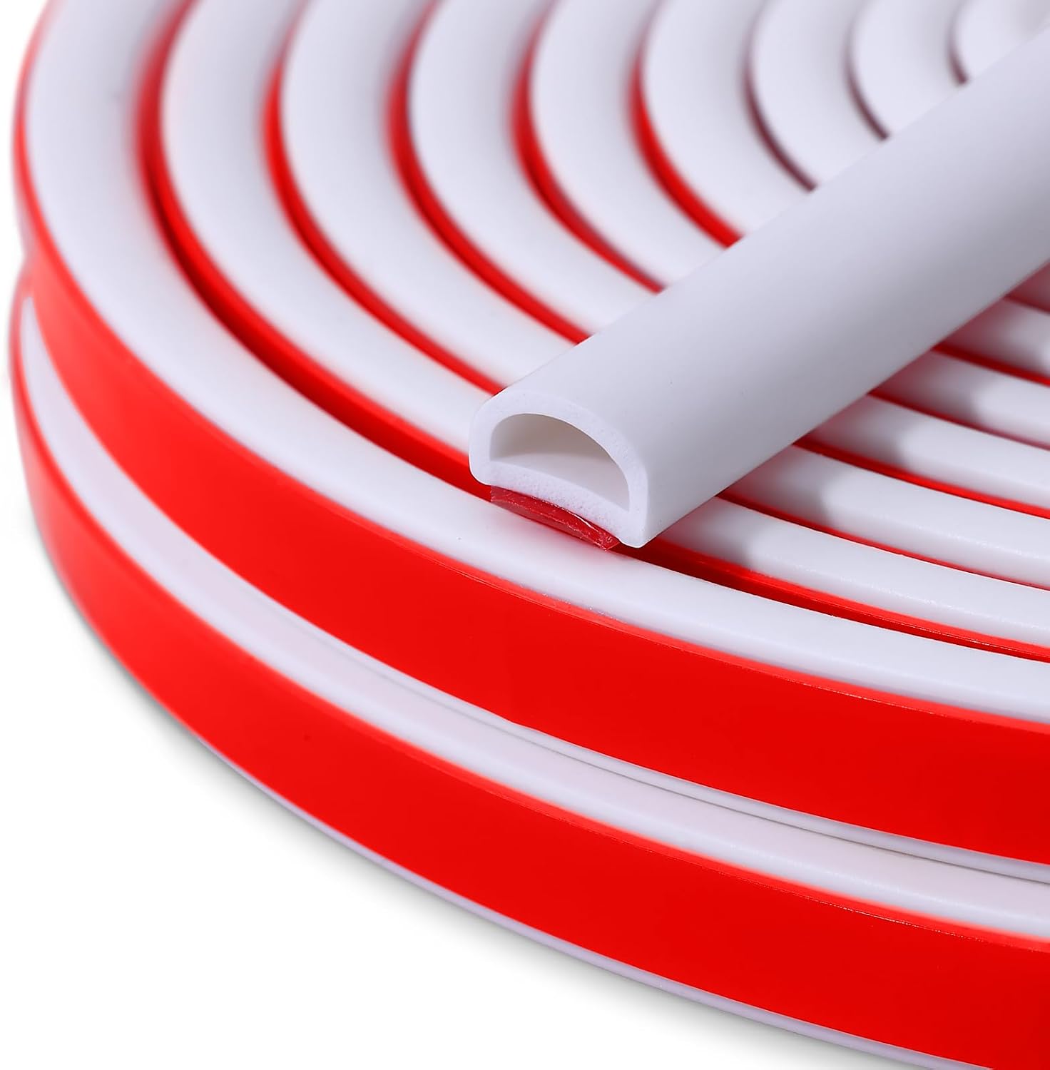 Benory 【New Upgrade】Silicone Weather Stripping Door Seal, 19.7 Feet Self Adhesive D-Shaped Door Weather Stripping for Door & Window, Seals Large Gap（from 1/8 inch to 1/4 inch）