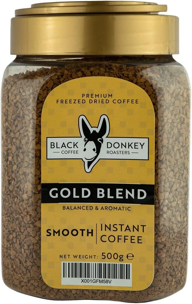 Black Donkey Coffee Roasters - Instant Coffee Gold Blend 500g | Premium Freeze Dried Coffee | Smooth & Balanced | Jar 500g