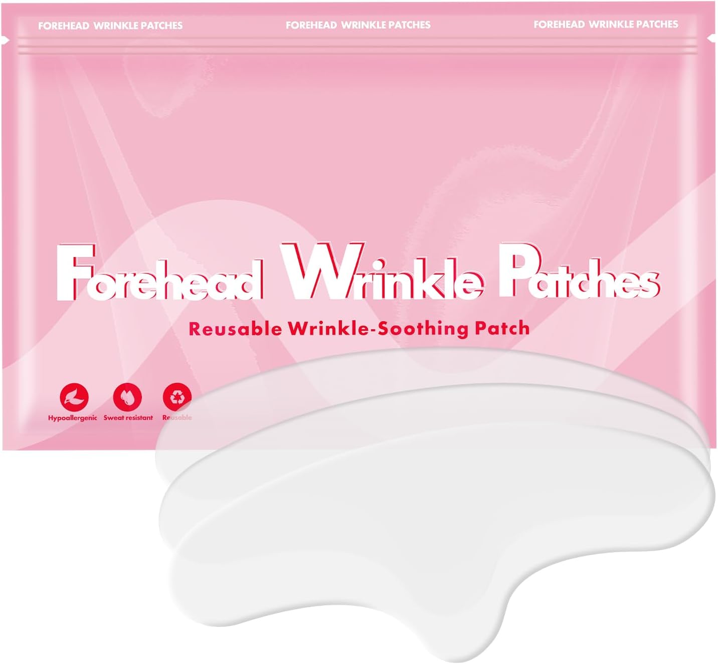 Reusable Forehead Wrinkle Patches, Silicone Anti Wrinkles Patches, Moisturizing Forehead and Between Eyes, Frown Line Remover Mask for Face Overnight, Women Facial Kit for Beauty Skincare, 3 Pcs