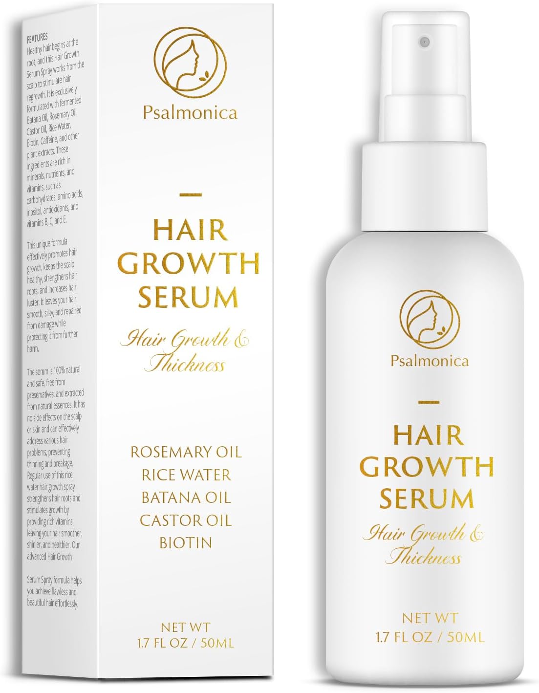 Hair Growth Serum: Rosemary Batana Castor Oil Rice Water Biotin Hair Oils for Hair Growths - Hair Growth Thickening Product - Hair Loss Treatments for Women Men (50 ml (Pack of 1))