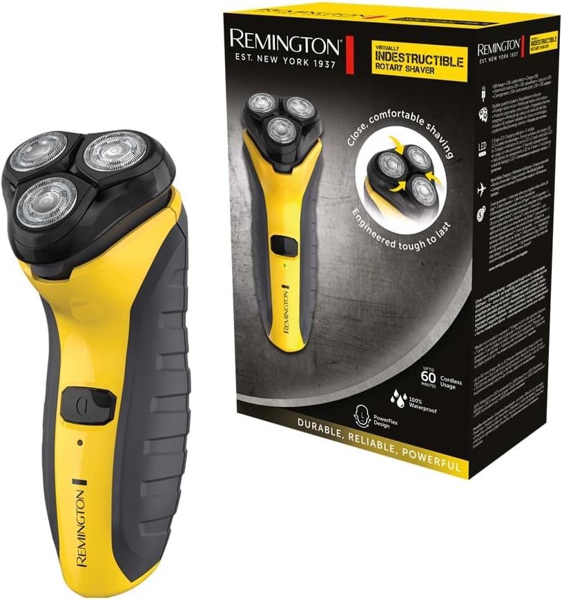 Remington Virtually Indestructible Men's Electric Shaver (Cordless, Wet & Dry, Rotary Shaver, Pop-up Detail Trimmer, 3-Day Stubble Styler Guard, USB Charging, 60-Minute Usage, 4-Hour Charge) PR1855
