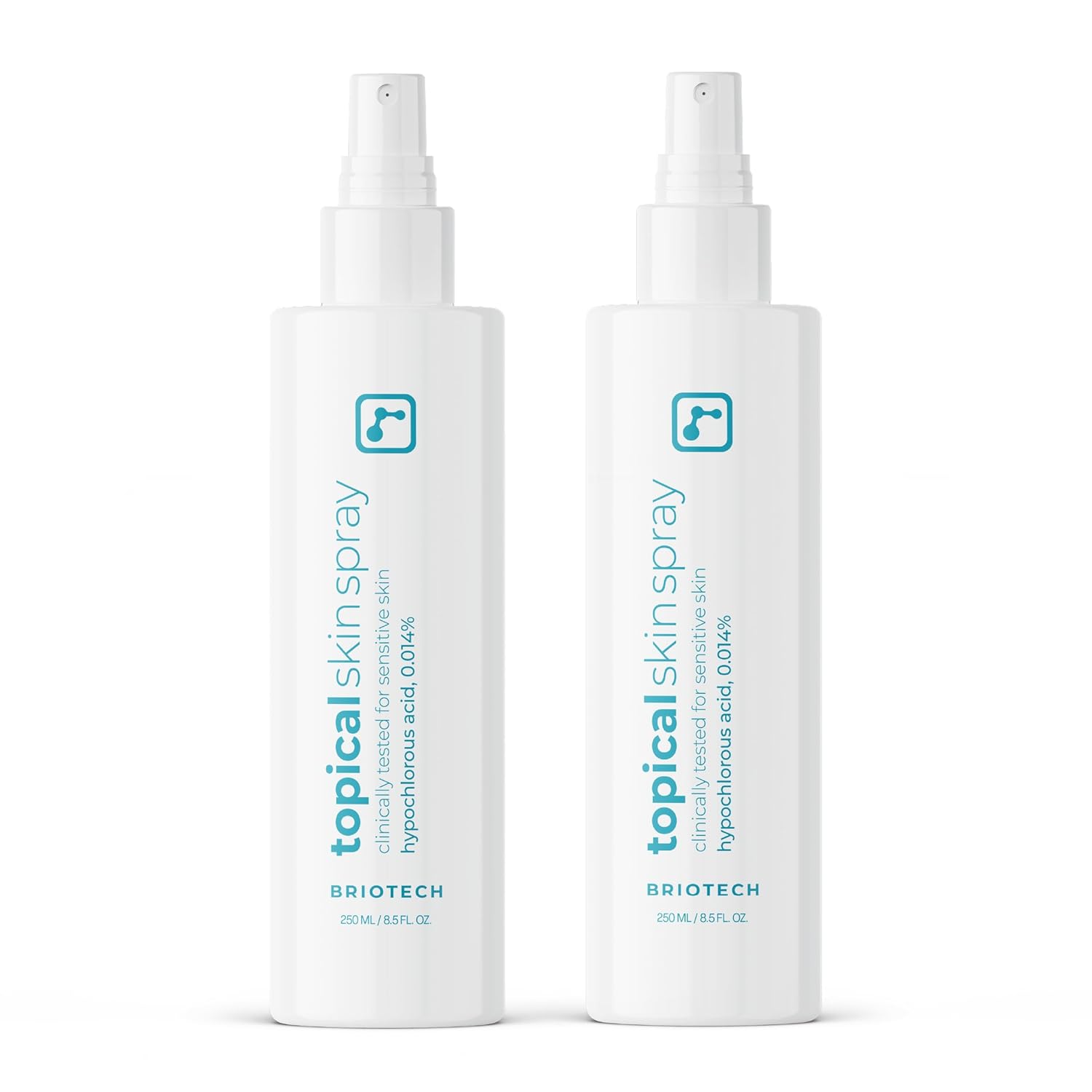 BRIOTECH Topical Skin Spray, Hypochlorous Acid Spray for Body & Face, Eyelid Cleanser, HOCl Facial Mist, Support Against Irritation, Calm Redness, Soothe Foot & Scalp, 8oz (2 Pack)