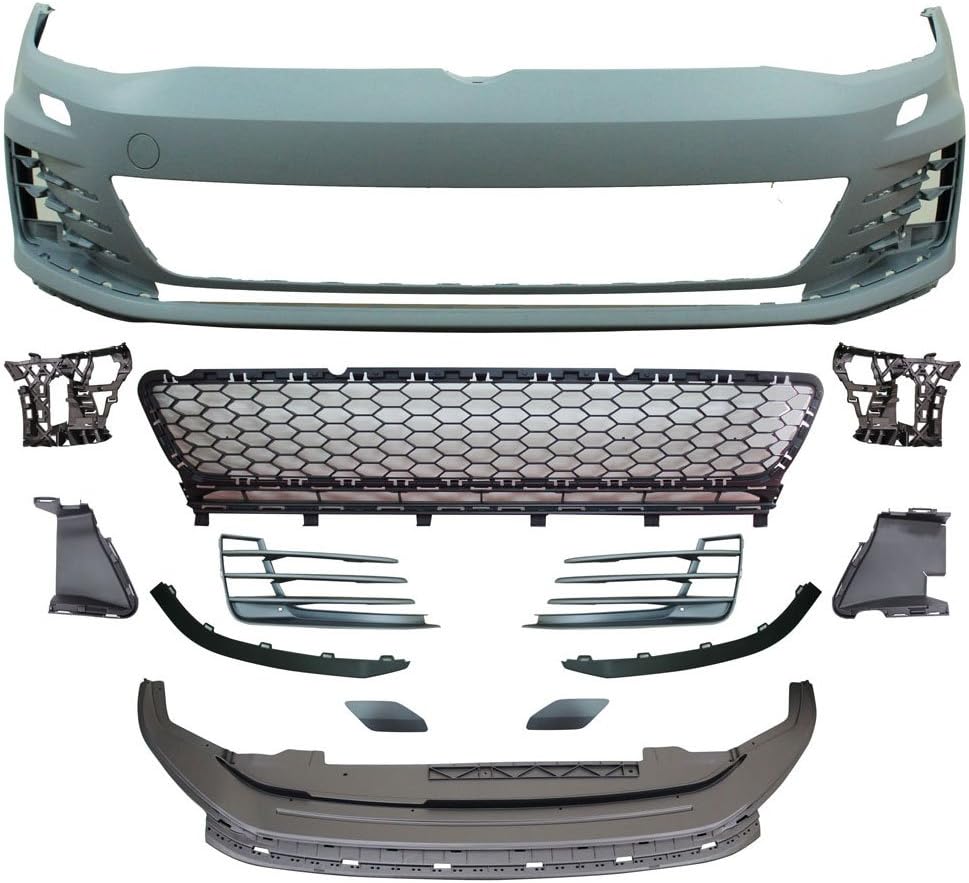 Front Bumper Cover Compatible With 2015-2017 Volkswagen Golf 7, MK7 GTI Type Front Bumper Cover Grille Fog Cover No PDC by IKON MOTORSPORTS, 2016
