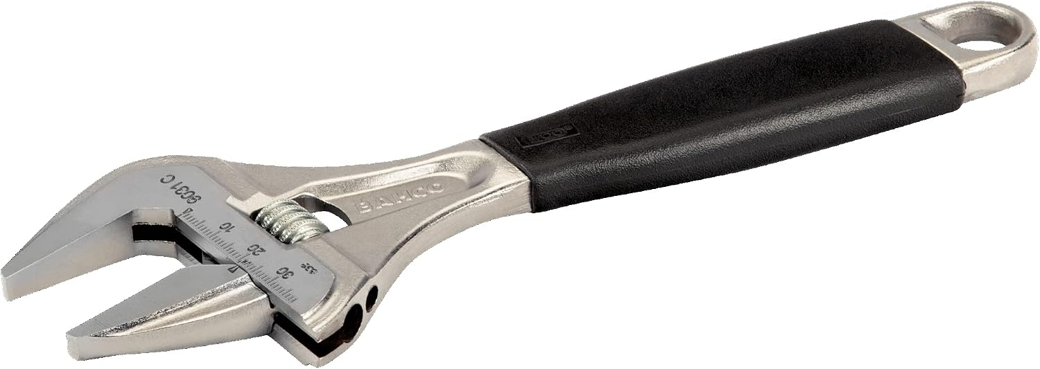 Bahco BAH9031RCUS 8" SAE Ergo Adjustable Wrench, Extra-Wide Jaw, Slim Head