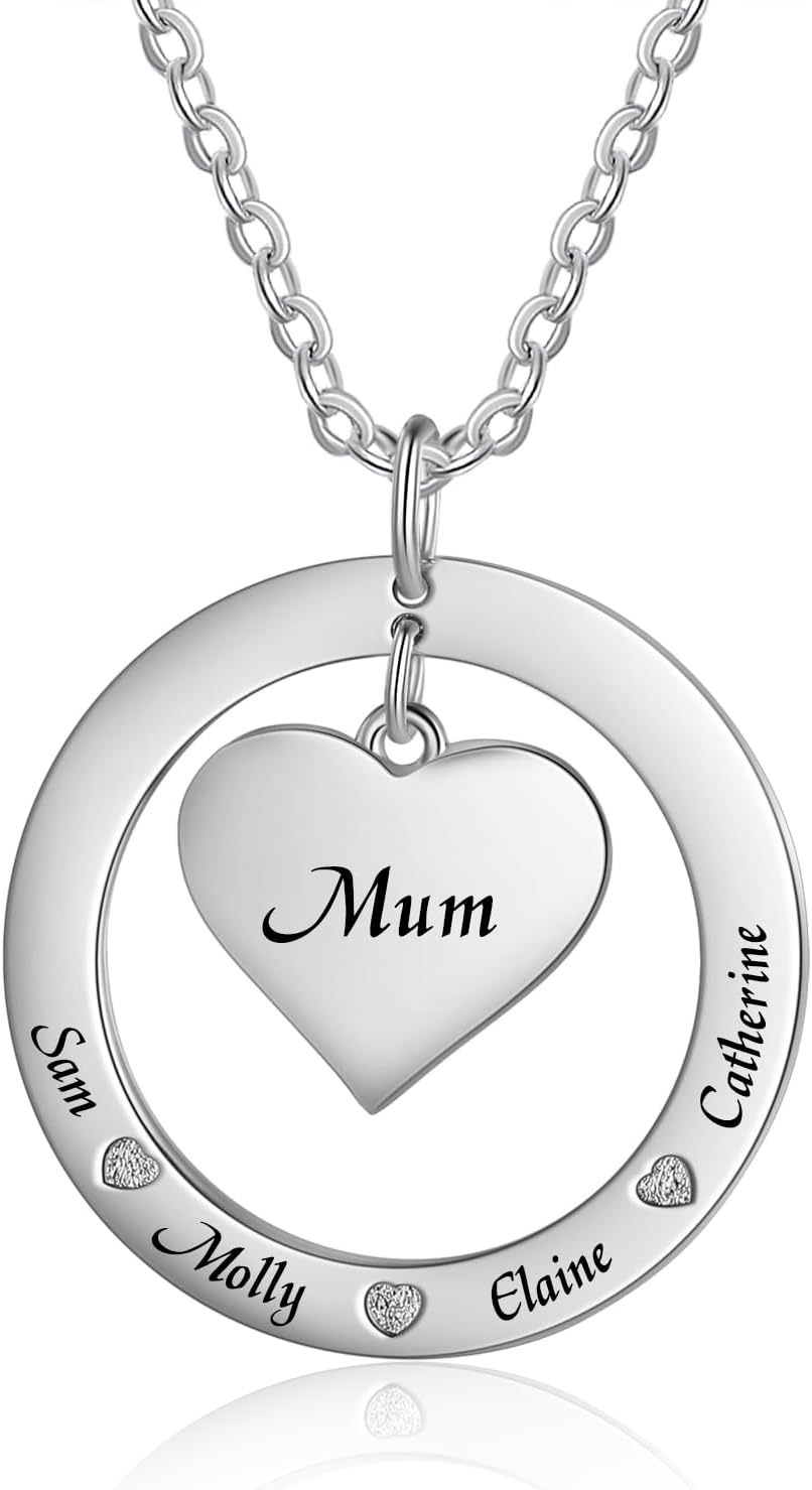 jewelora Personalized Name Necklace 925 Sterling Silver Tree of Life Pendant Family Necklace Gift for Women Mother Grandma Wife Friends