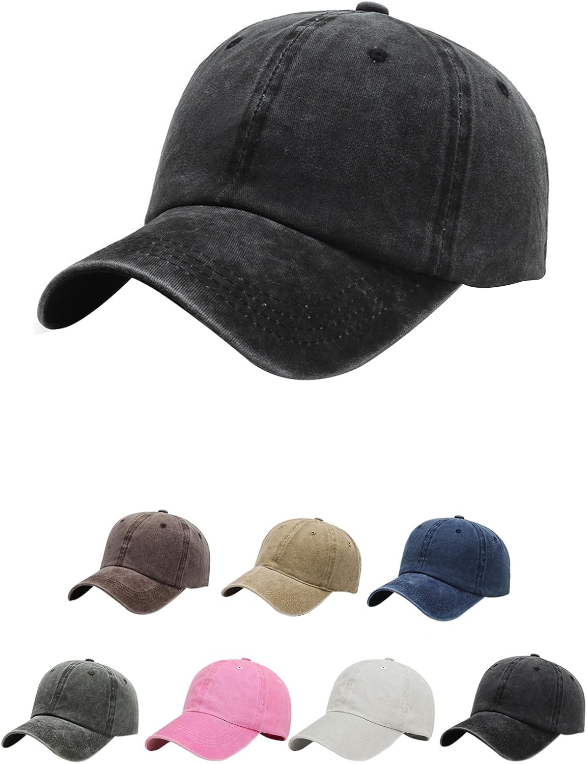 Aomig Baseball Cap Men Unisex Vintage Werehed Dad Cap, Polo Style Hat Baseball Hats, 100% Cotton Denim Adjustable Sports Cap Breathable Summer Sun Visor Hat