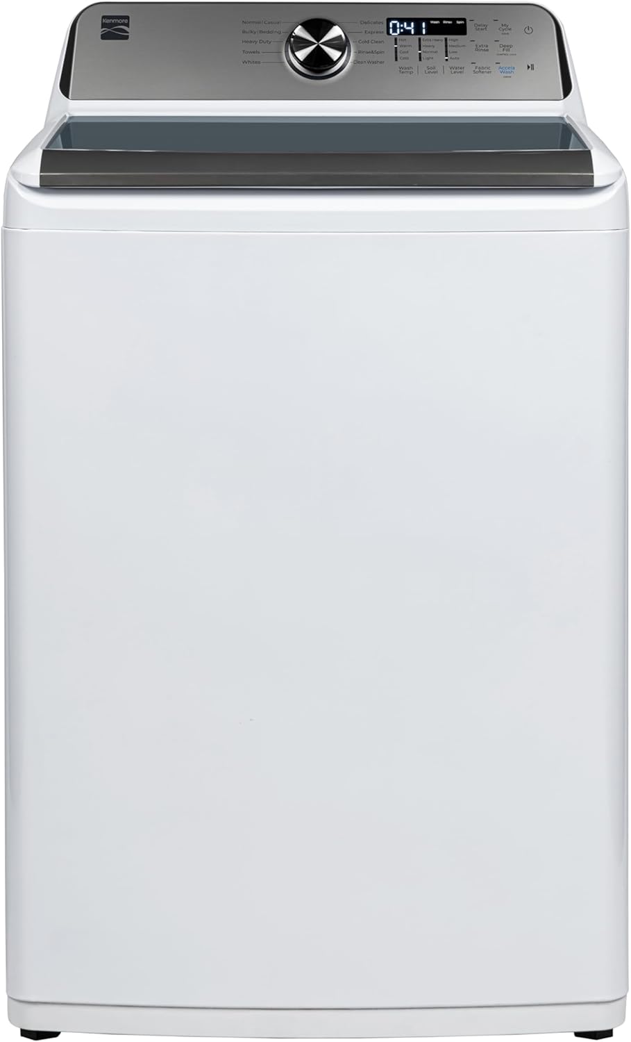 Kenmore 4.4 cu. ft. Top Load Washer with Triple Action Agitator for Tough Dirt & Stains-Reduce Laundry Time with Accela and Express Wash-LED, White