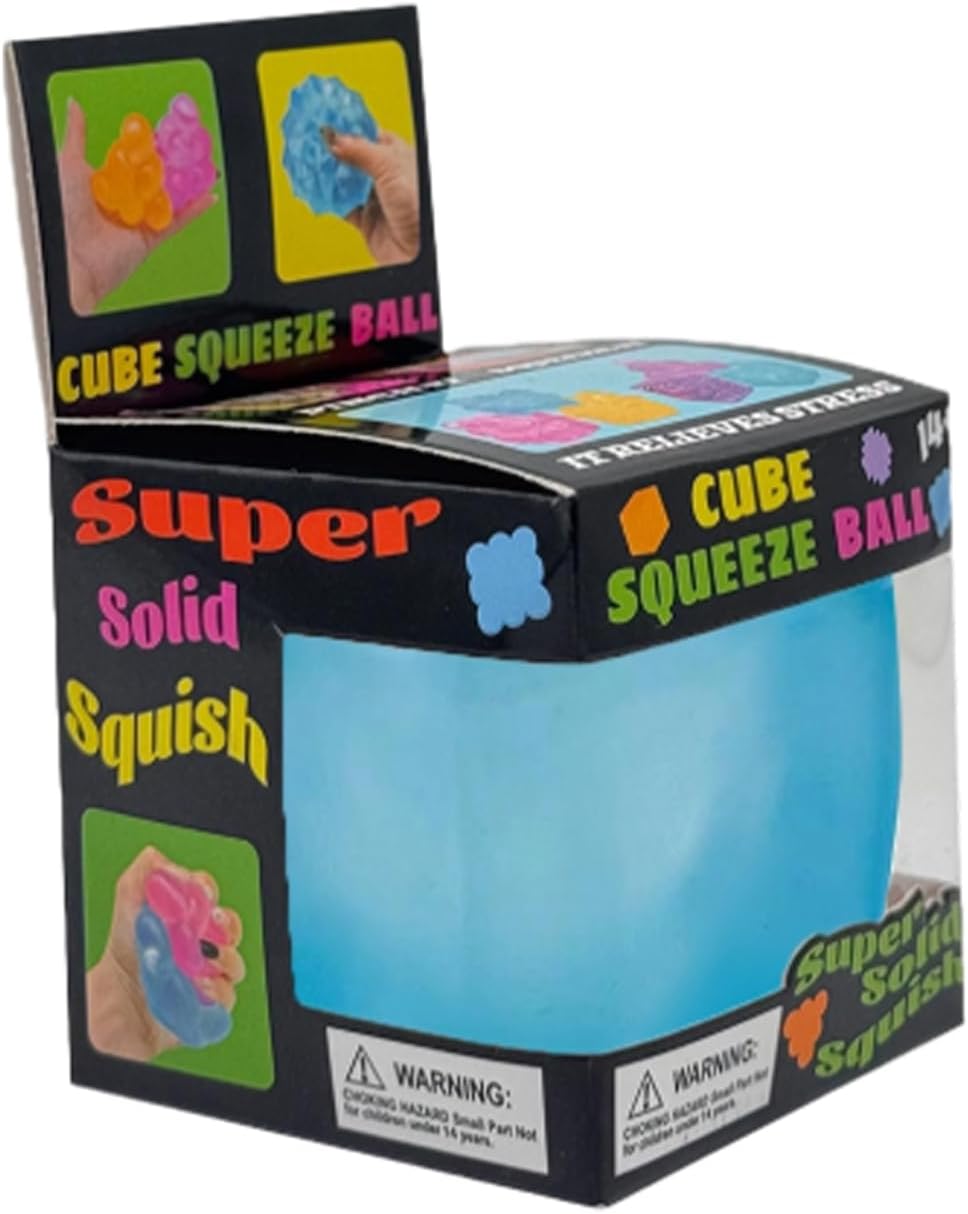 Nee Doh Nice Cube, Nee Doh Squishy Color Doh Cube Squeeze Toys for Kids Adults, Sensory Hand Exercise Stress Balls for Autism Anxiety Relief, Ice Cube Stress Relief Fidget Toys, 1PCS