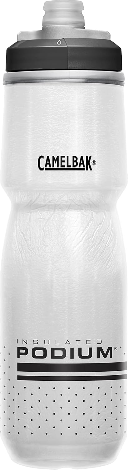 CamelBak Podium Chill Insulated Bike Water Bottle - Easy Squeeze Bottle - Fits Most Bike Cages - 24oz, White/Black
