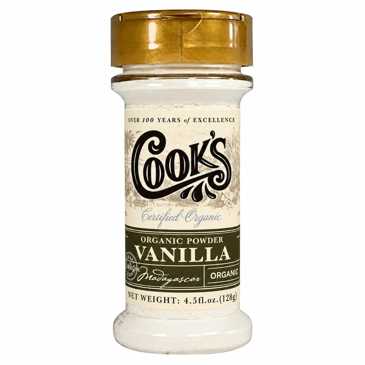 Cook's Organic Vanilla Powder for Baking, Powdered Vanilla Extract, 4.5 oz