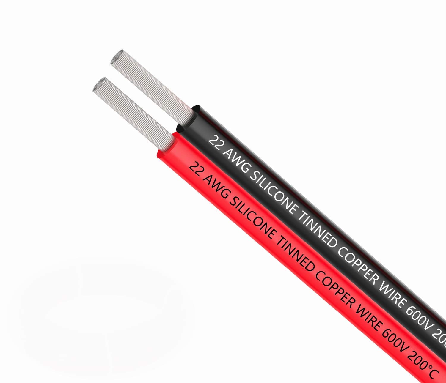 TUOFENG 22awg Silicone Electrical Wire Extension Cable Cord 10 Meter [Black 5 m Red 5 m] 2 Conductor Parallel Wire line Soft and Flexible 22 Gauge Hook Up Oxygen Free Strands Tinned Copper Wire