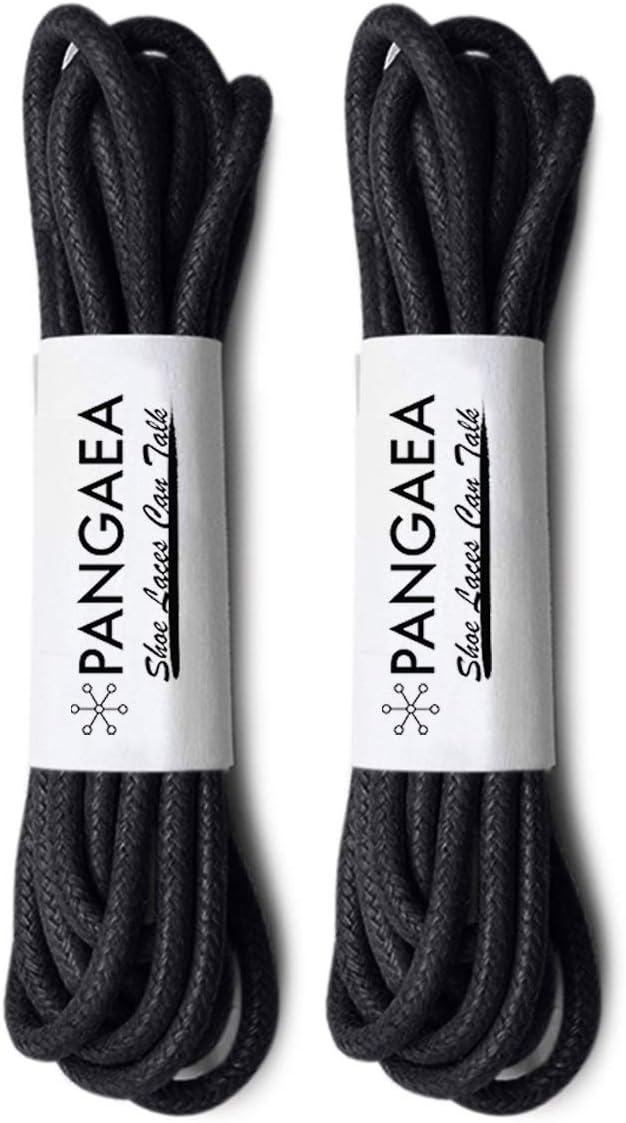 [4 Laces] 2-Pair Pack Waxed Round Oxford Shoe Laces for Dress Shoes Chukka 3/32Inch Thin