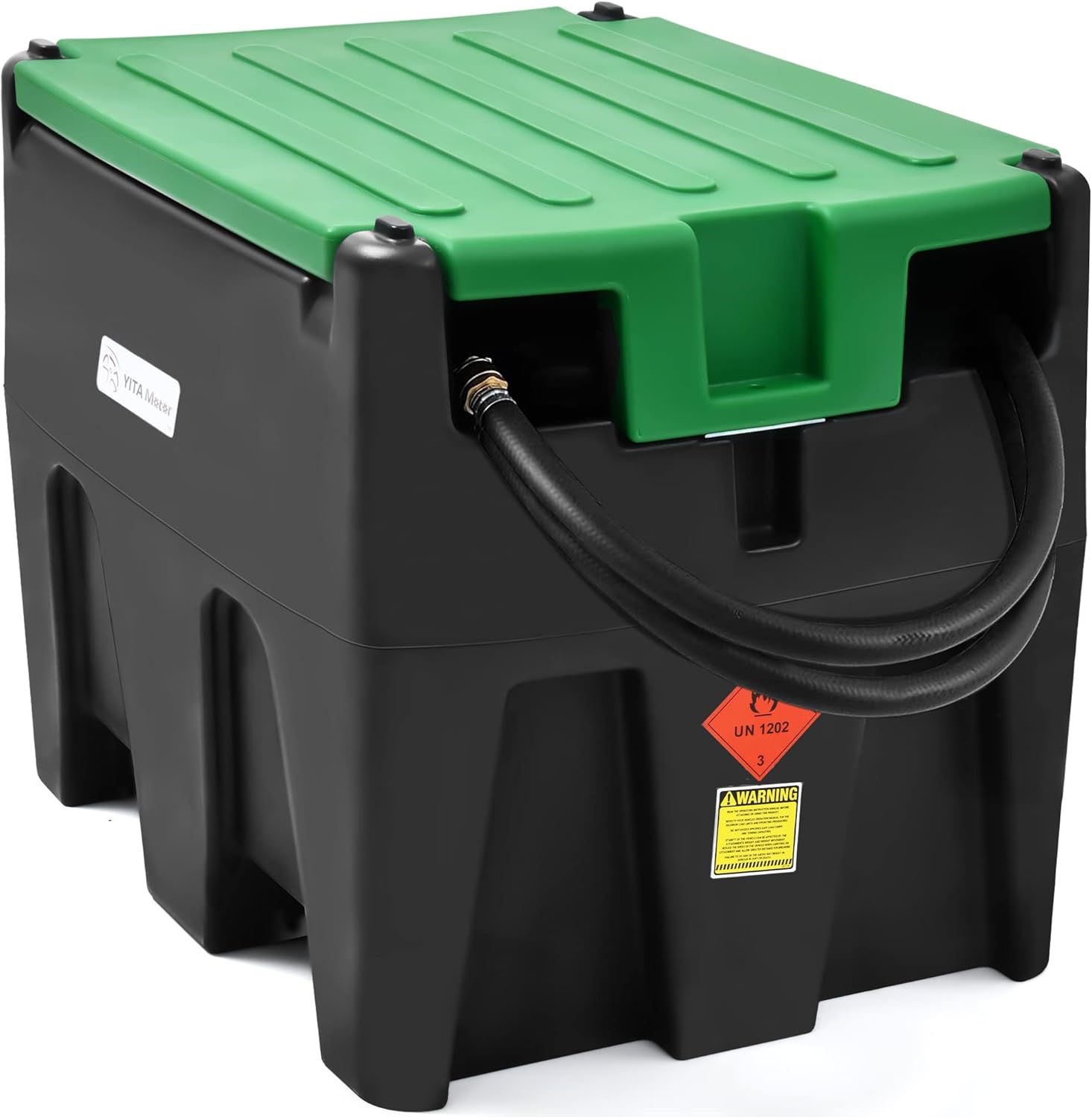 YITAMOTOR Diesel Fuel Tank 58 Gallon, Portable Diesel Tank with 12V Electric Transfer Pump with Auto Fueling Nozzle & 360°Swivel Connector 13.1ft Rubber Hose