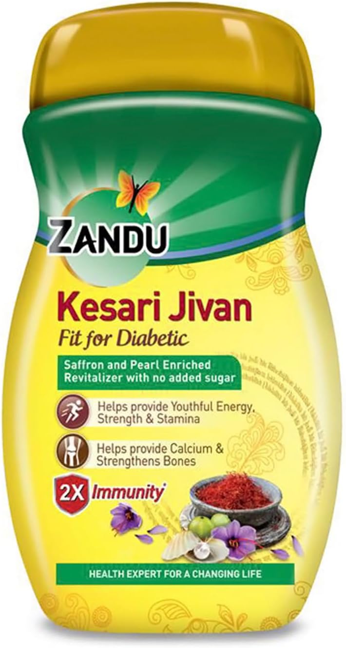 Zandu Kesari Jivan Sugar Free (No Added Sugar) Chyawanprash - 450g with Anti Age Action Formula | Improves Respiratory and Digestive Health, Builds Energy, Strength and Stamina