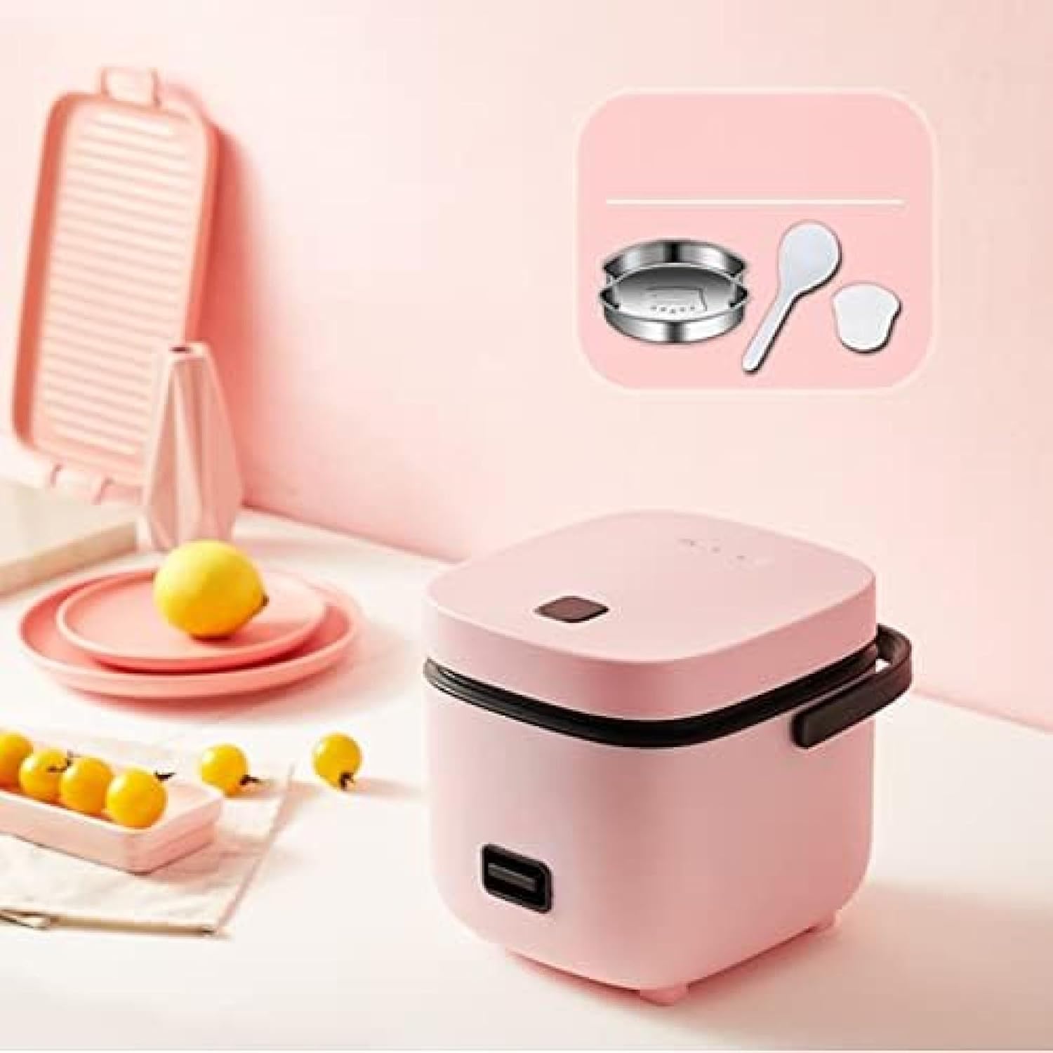 Perfect Rice Cooker Small For 2, Japanese Rice Cooker 1.2 Litre, Non Stick Rice Pot With Steamer,Pink,bonny369