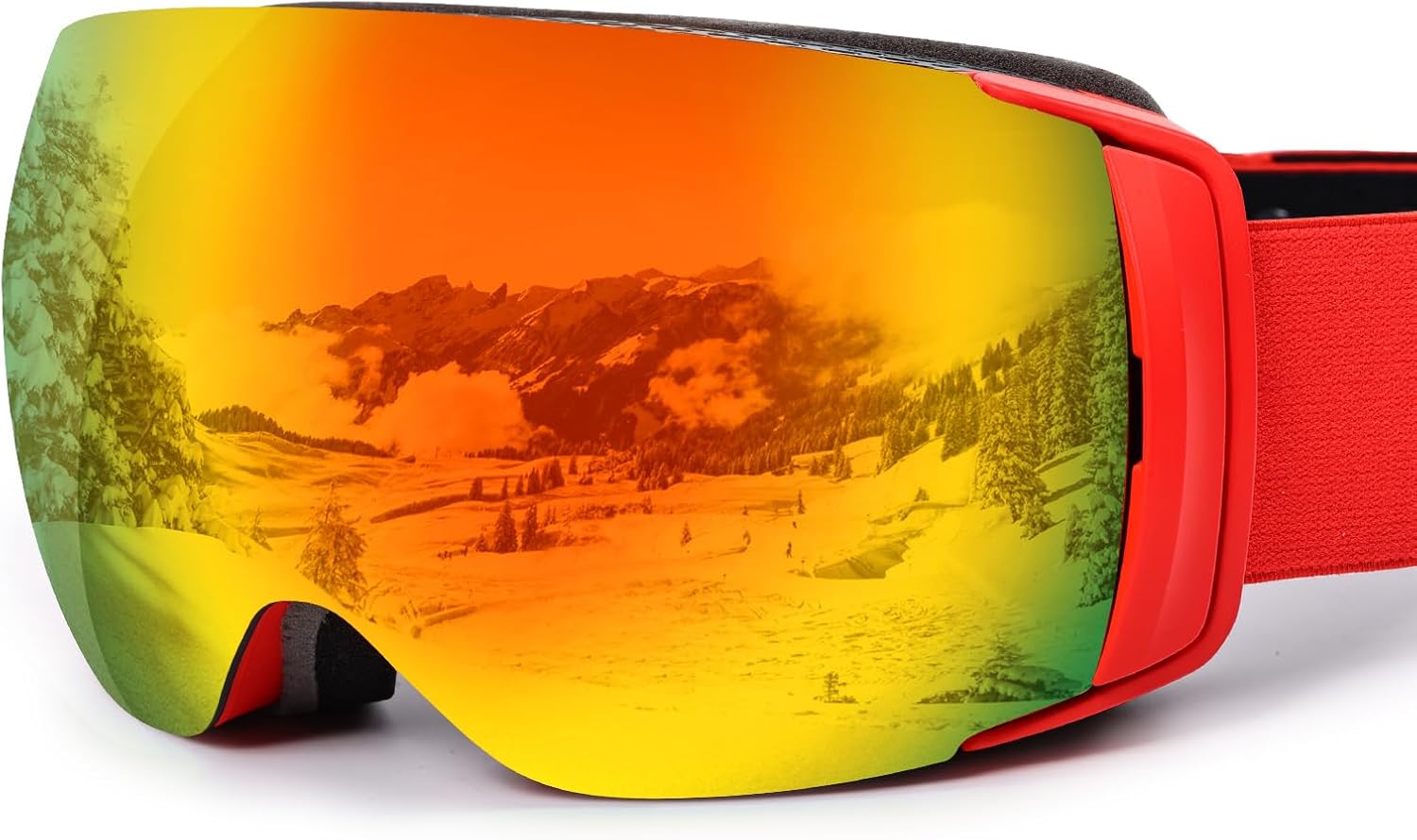 Ski Goggles Men Women OTG Anti-Fog/Scratch 100% UV-Magnetic Lens-Snowboard Snow Goggles for Men & Women