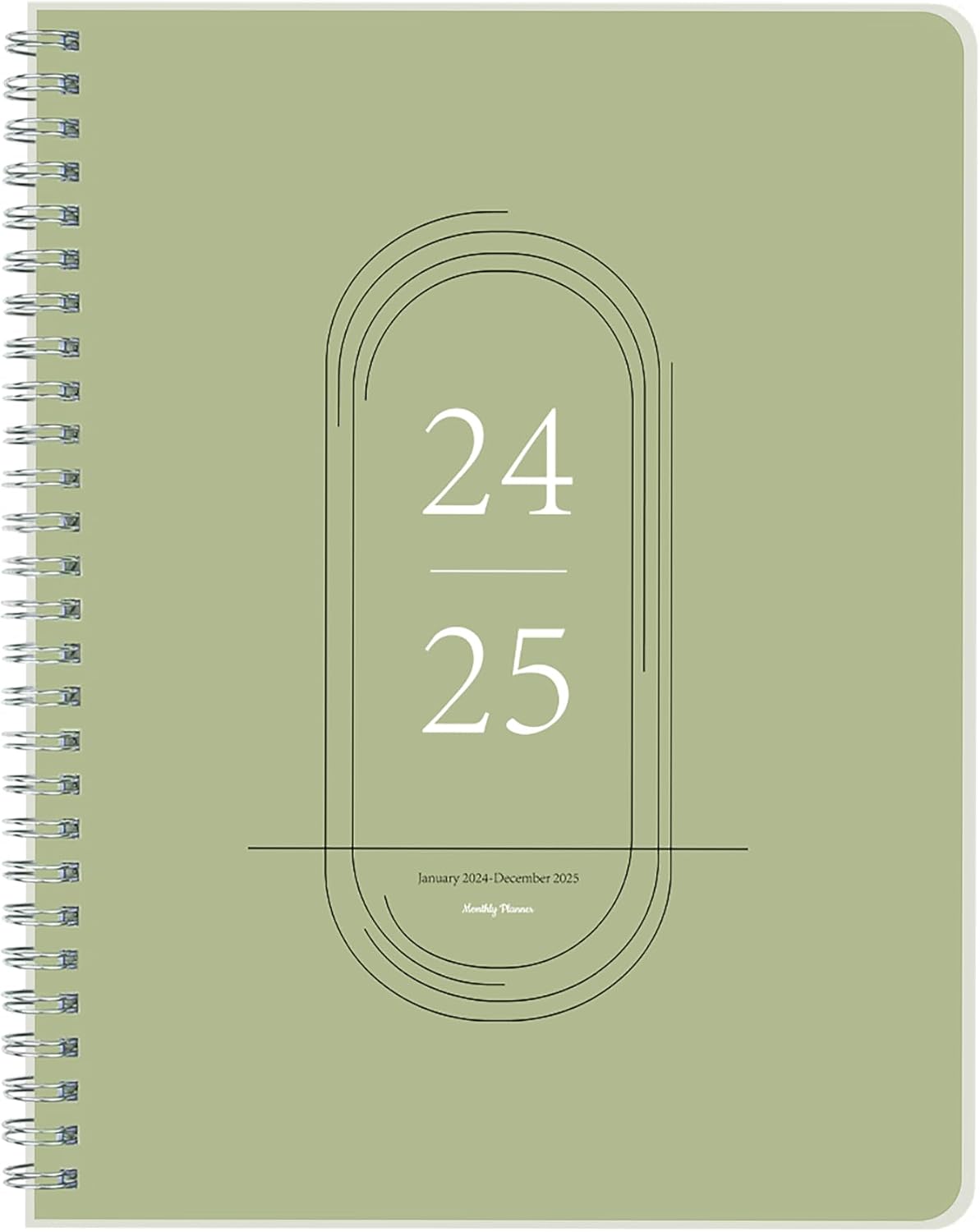 Monthly Planner 2024-2025, Calendar 24 Months Planner with Flexible PVC Cover for Home,School and Office Work, 7" x 9", Jan 2024 - Dec 2025-Green