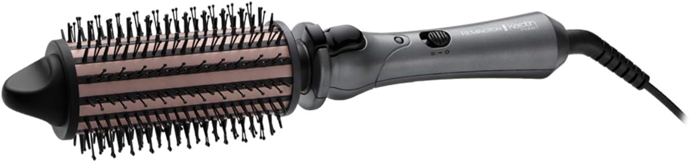 Remington Keratin Protect Heated Hot Hair Brush for Volume, Body, Bounce and Blow-Dry Style Curls (45mm Mixed Bristle Brush, Keratin & Almond Oil Infused Ceramic Barrel, 120°C-180°C) CB65A458