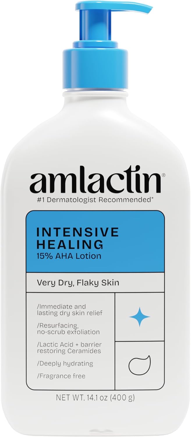 AmLactin Rapid Relief Restoring Lotion + Ceramides, 14.1 Ounce with Pump, Paraben Free