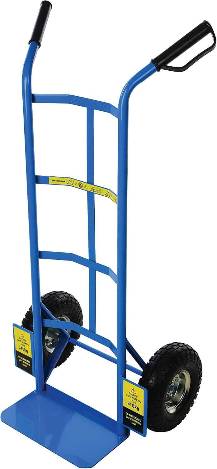 Silverline Heavy Duty Sack Hand Truck – 315 kg Load Capacity, Blue Steel Trolley for Heavy Lifting & Transport (868581)