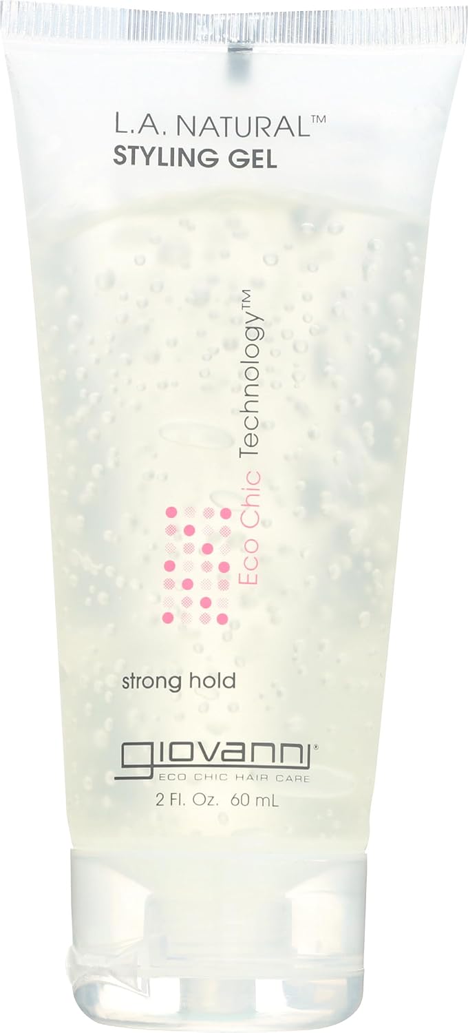 GIOVANNI COSMETICS L.A. Natural Styling Gel - Strong Hold, Eco Chic Technology, Grapefruit seed extract, Aloe Vera leaf juice, Vitamins & Minerals, Nourish Your Hair, Frizz-Free - 2 Oz