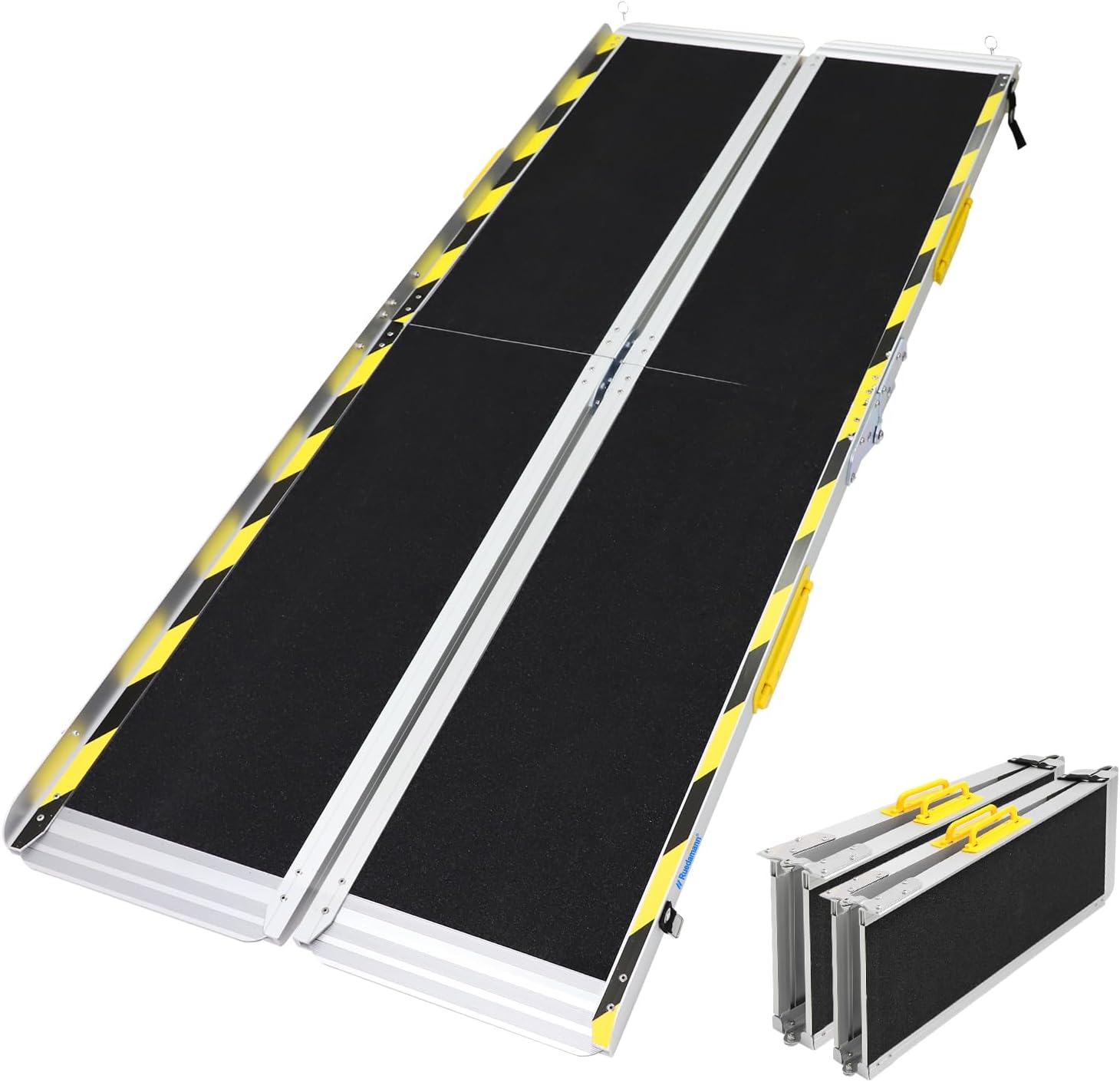 Ruedamann 6FT Aluminum Wheelchair Ramps, 600 Pound Capacity Foldable Handicap Ramp, Non-Skid Surface Threshold Ramp, Wheel Chair Ramp for Home Steps, Stairs, Doorways,1PC