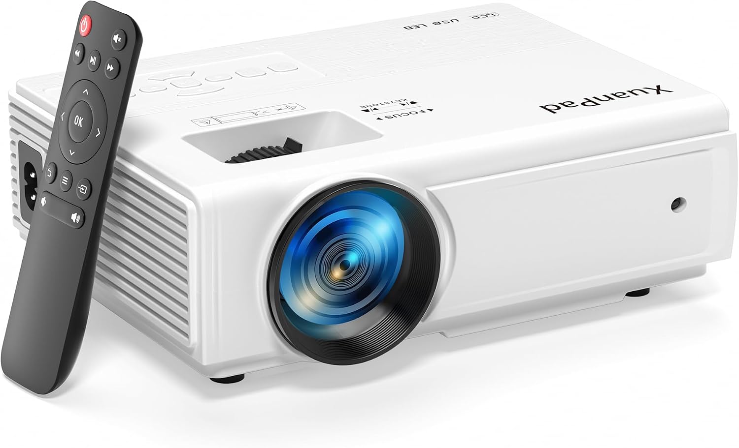 XuanPad 15000L Mini Milky White Projector, 2026 Upgraded Portable Video Home Projector for Bedroom, Full HD 1080P, Quiet Cooling, 50%-100% Zoom, Work with TV Stick, HDMI, USB, Laptop, iPhone & Android