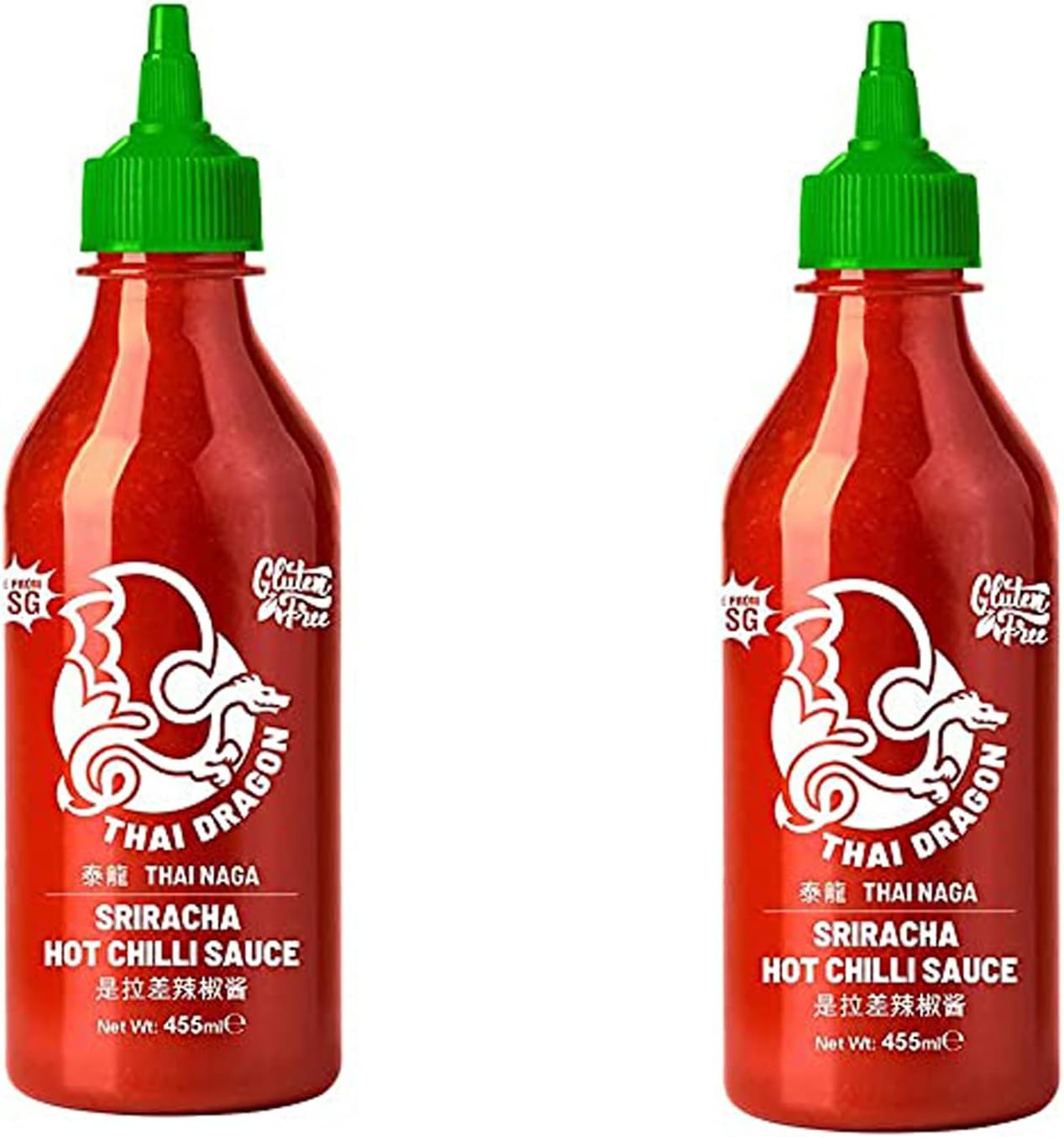 Thai Dragon Sriracha Hot Chilli Sauce 455ml (Pack of 2) - Used as Taste Enhancer for Meals Oriental Foods and Snacks – Natural Ingredients