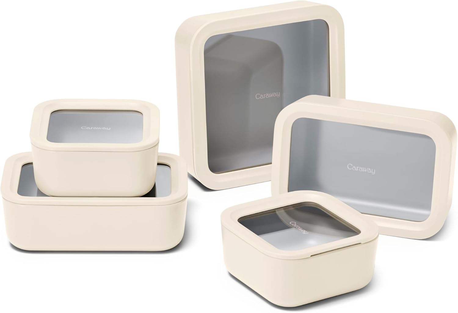 Caraway 13-Piece Glass Food Storage Container Set | Easy to Store, Non-Toxic Lunch Box, with Glass Lids, Organizer, Cream