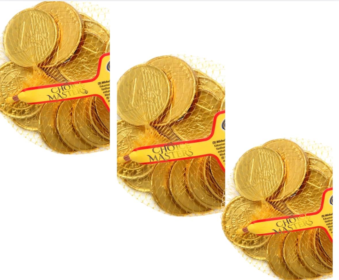 Chocolate Coins - Wrapped Solid Milk Chocolate Coins Net Triple Pack - 36 Total Coins - Novelty Christmas Card And Stocking Filler For Adults And Children - Secret Santa Gift 3 x 85 g