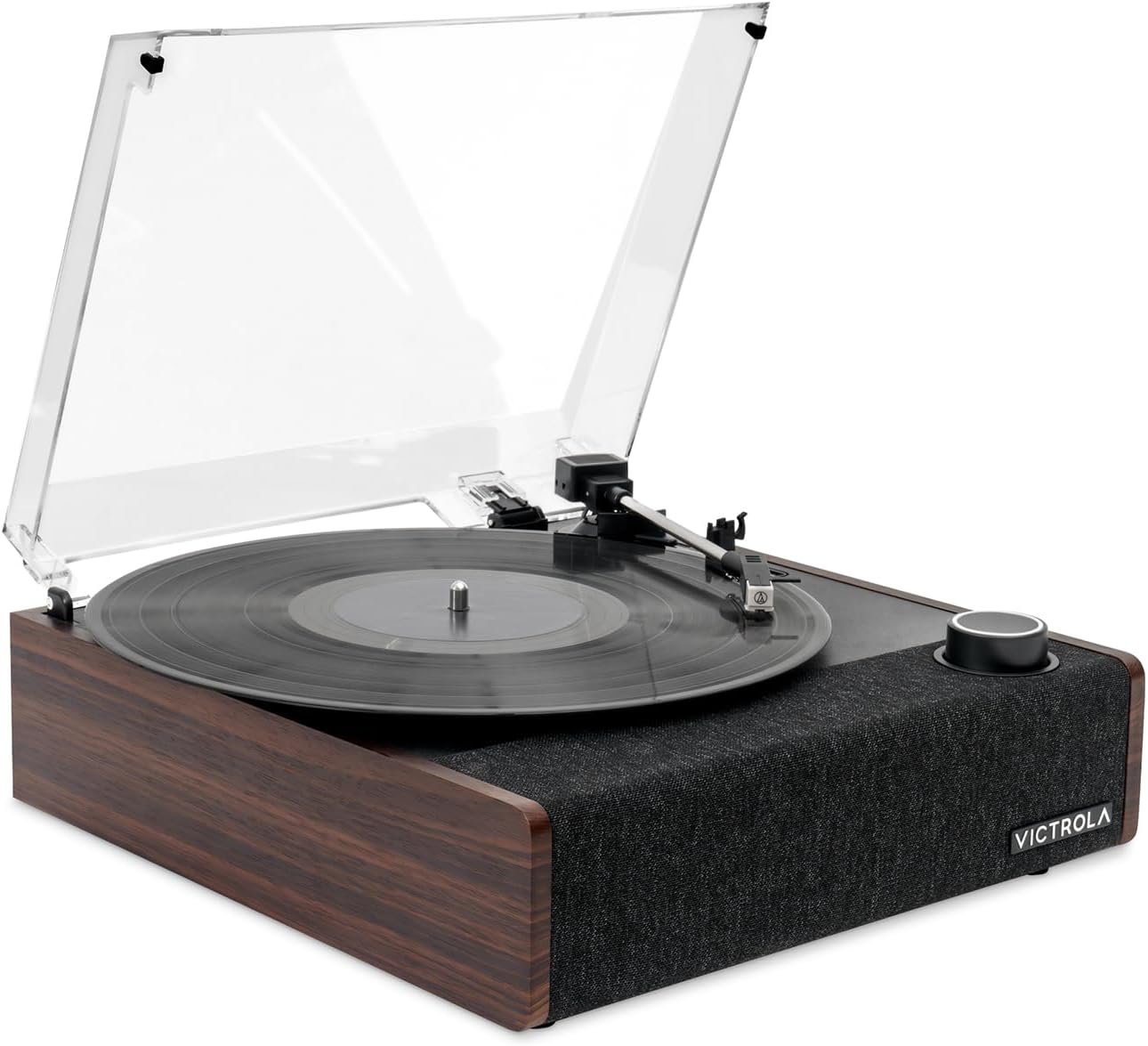Victrola Eastwood II - Bluetooth Record Player with Speakers - Espresso | Vintage wood record player, built-in speakers, 3-speed turntable, VINYLSTREAM Bluetooth out and in, Audio-Technica cartridge