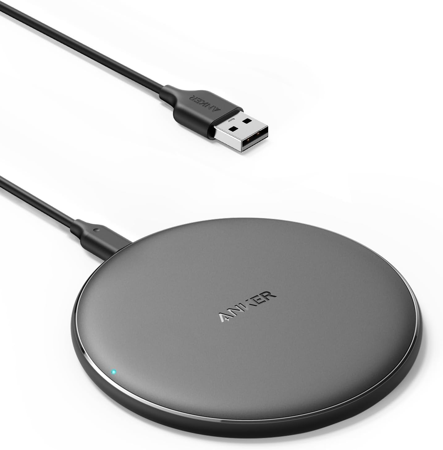Anker Wireless Charger, PowerWave Pad for Samsung, Qi-Certified 10W Max for 17/16/16 Pro/15/15 Pro/14/13/12/SE 2020/AirPods/Galaxy S23 (No AC Adapter, Not Compatible with MagSafe Magnetic Charging)