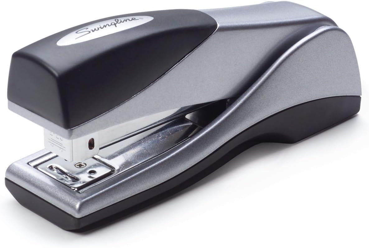 Swingline Stapler, Jam Free, Optima Grip Compact Size, Ergonomic Cushion, Metal, 25 Sheet Capacity, Silver (87816)