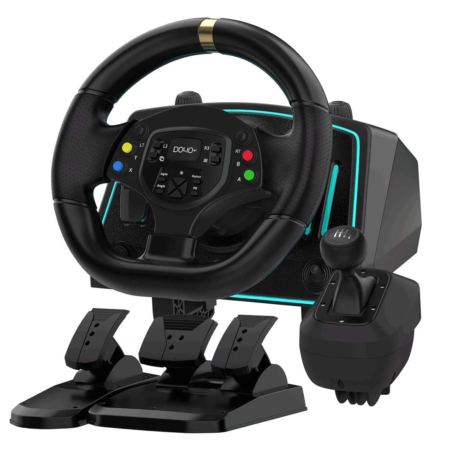 NBCP Racing Wheel, 1080° Steering Wheel with Pedals, Clutch, and 6-Speed Shifter – Compatible with Xbox One, Xbox Series X|S, PS4, PS3, PC, Xbox 360, Switch, and Android