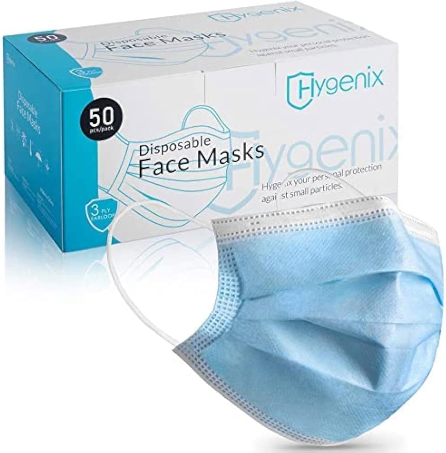 Hygenix Medical Grade 3ply Disposable ASTM level 3 Face Masks PFE >98% Filtration, Now Made in the USA (Pack of 50 Pcs)