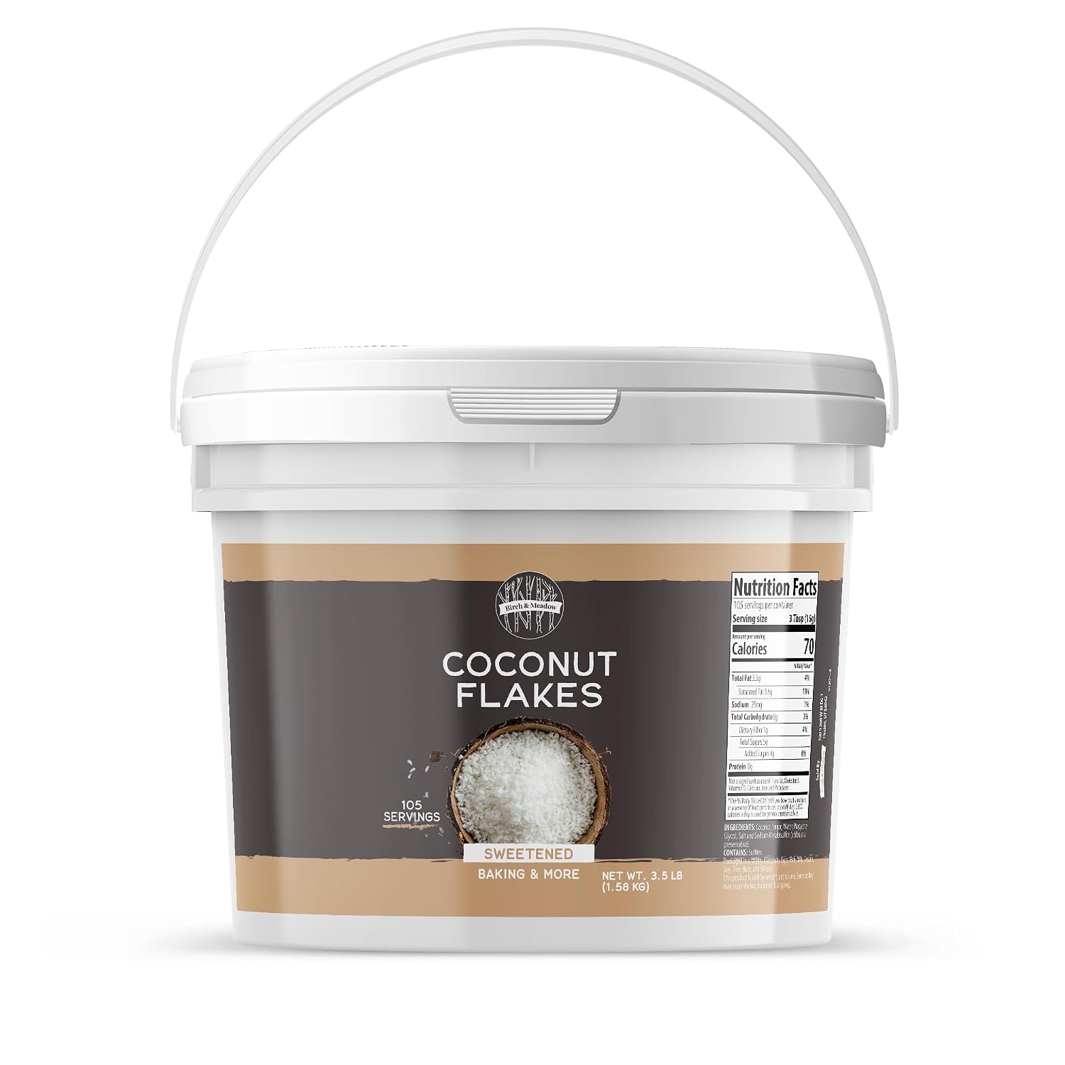 Birch & Meadow, Coconut Flakes, Sweetened, 3.5 Lb