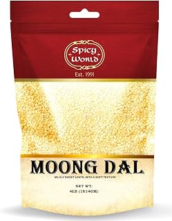 Spicy World Indian Moong Dal - 4 lbs | Premium Split Dry Beans | 100% Natural & Pure | Versatile & Nutritious Legume | Golden Lentils for Delicious Recipes