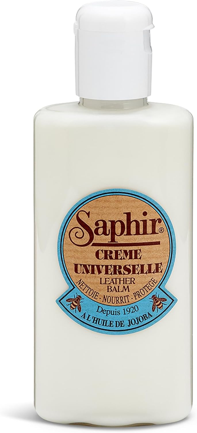 leather balm Saphir | Jojoba Oil, Lanolin & Beeswax, Smooth & Varnished Leather, Cleans, Nourishes & Protects, Quick Drying