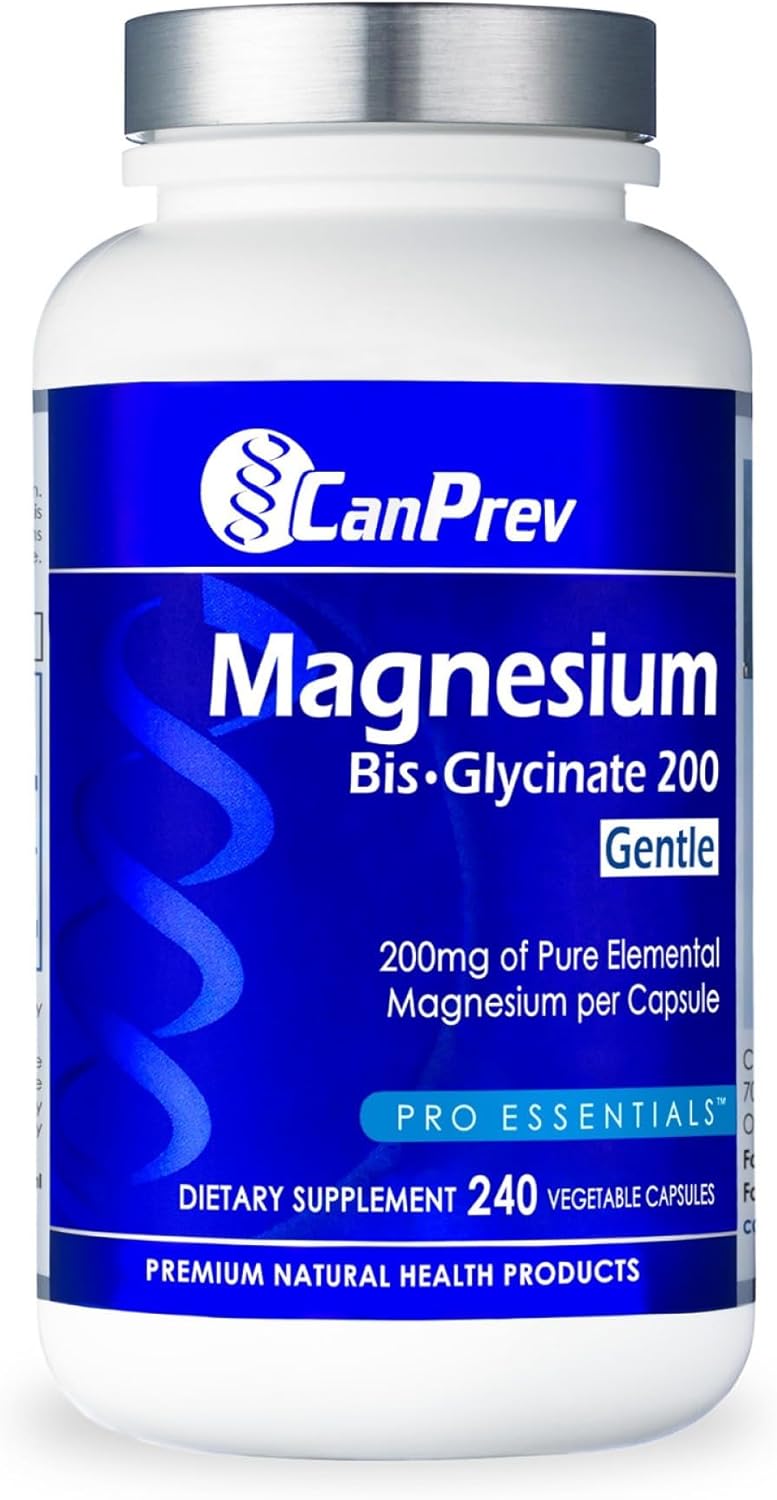 CanPrev Magnesium BisGlycinate Gentle 200mg, 240 v-Caps 240-Day Supply - Pure Elemental Magnesium Supplement, Supports Bone and Muscle Function, Gentle on Stomach, Perfect for Daily Magnesium Needs