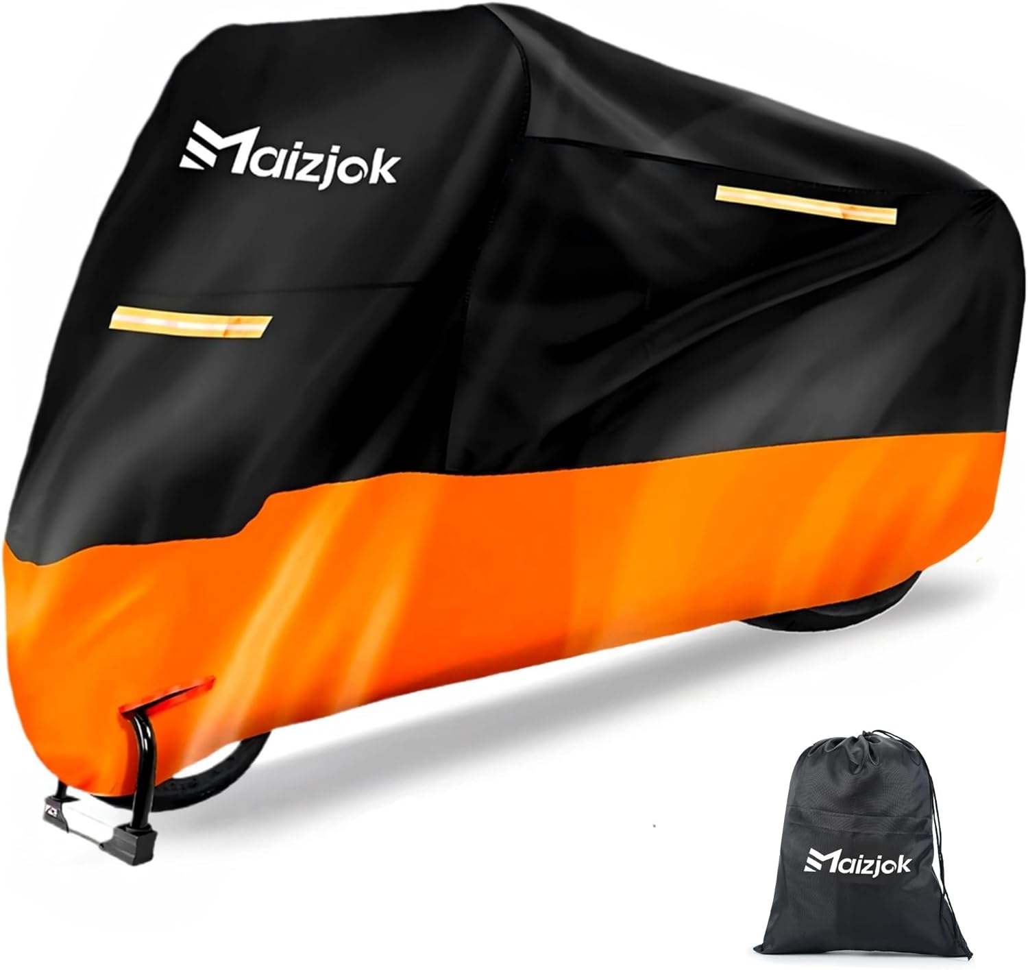 Maizjok Motorbike Cover Waterproof Outdoor, Motorcycle Cover Heavy Duty 210D Rain UV Dust Indoor, All Weather Covering for Scooter Moped Street/Off Road/Scrambler Motorbike (96.5 x 41.3 x 49.2 in)