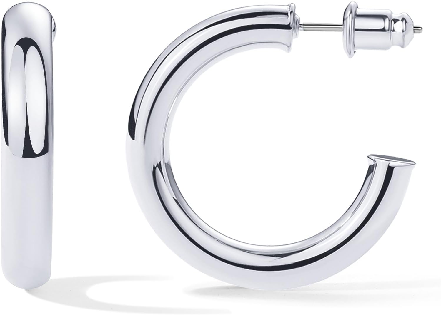 PAVOI 14K Gold Plated Lightweight Chunky Open Hoops for Women | Trendy Gold Hoop Earrings